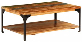 tömör újrahasznosított fa dohányzóasztal polccal 100x60x35 cm