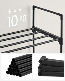 Cipőtartó polc 3 szintes fém vázzal, fekete 92x30x55cm