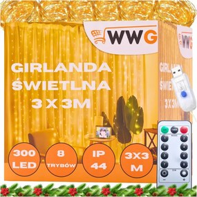Fényfüggöny Girland 300 Led Meleg 3m Usb Karácsonyi Lámpák