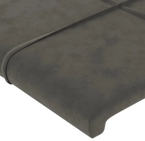 sötétszürke bársony LED-es fejtámla 183 x 16 x 78/88 cm