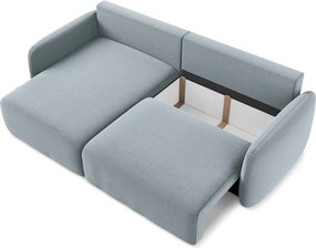Kék bársony kinyitható-tárolóhelyes sarokkanapé (bal oldali-heverő résszel) Kalena – Makamii