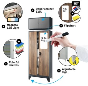 Fém iratszekrény JAN H, 900 x 1950 x 400 mm, Eco Design: antracit/ dió