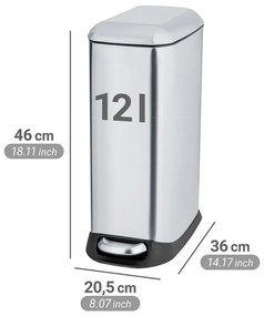 Ezüstszínű rozsdamentes acél pedálos szemetes 12 l Design – Wenko