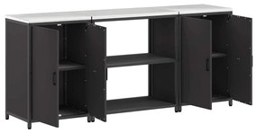 Konyhai Tároló Készlet polcokkal 3 pcs Fekete 210 x 50 x 92 cm