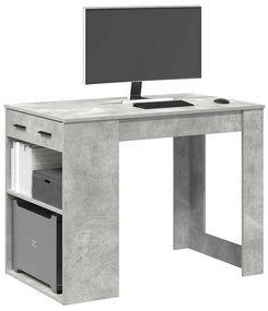 íróasztal fiókkal és polccal betonszürke 102x62x77,5 cm műfa