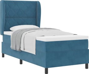 vidaXL Boxrugós ágy matracmal Sötét kék 200 x 100 cm Poliészter