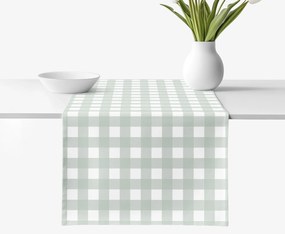 Goldea pamut asztali futó - zsálya színű kockás 35x140 cm