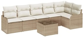 vidaXL Kerti Kanapé Szett 7 pcs Bézs polirattan