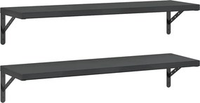 vidaXL 2 db fekete rozsdamentes acél fali polc 100 x 30 cm