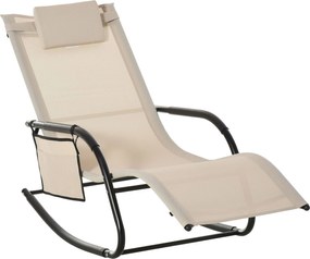 Outsunny Hintázó Szék Kerti Szék Rocker Fém Hálós Bézs 150 x 62 x 88 cm | Aosom