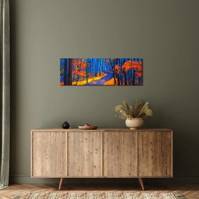 Egy őszi erdő képe (órával) (90x30 cm)