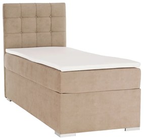 Boxspring ágy, egyszemélyes, világosbarna, 90x200, balos, DANY