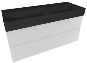 Naturel Savona Fürdőszobaszekrény mosdóval, 2 fiókos 118x53x44,8 cm fényes fehér SAVONA2120BISATC