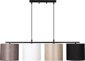 Valiz 4721 fekete-fehér-krém-barna fém és szövet függőlámpa, 110 x 25 cm, 4 izzós