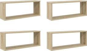 vidaXL 4 db sonoma tölgy szerelt fa négyszögű fali polc 60x15x23cm