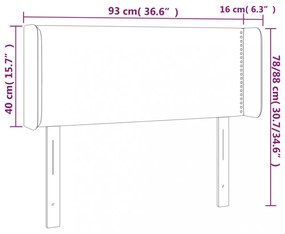 fekete szövet LED-es fejtámla 93 x 16 x 78/88 cm