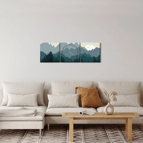 Kép - Hegyek grafikus szemmel (órával) (90x30 cm)