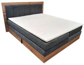 Boxspring ágy matracokkal és topperrel, tárolóhellyel JASMINE 180x200 cm szürke
