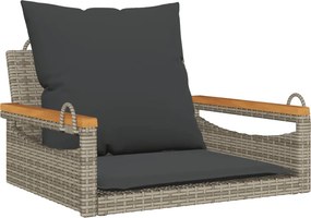 vidaXL szürke polyrattan hintapad párnákkal 63 x 62 x 40 cm