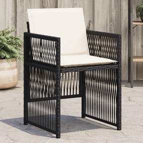 4 db fekete polyrattan kerti szék párnával