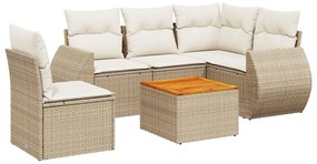 vidaXL 6 részes bézs polyrattan kerti ülőgarnitúra párnával