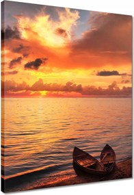 Vászonkép 40x50 Csónakok naplementekor Naplemente a tengeren Kilátás