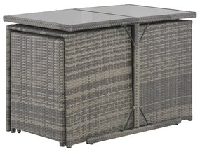 7-részes szürke polyrattan kültéri étkezőszett párnákkal