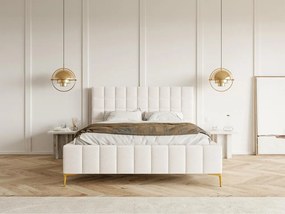 Franciaágy 180 cm Sheldona 180 (ágyráccsal) (tárolóhellyel) (krém + arany). 1099759