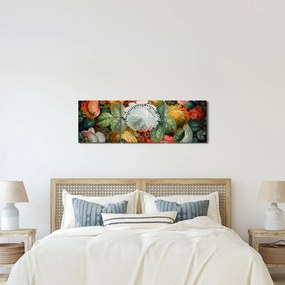 A festett virágcsokor képe (órával) (90x30 cm)