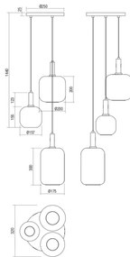 Redo 01-3198 - Csillár zsinóron BRINA 3xE27/23W/230V