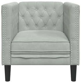 világosszürke bársony Chesterfield kanapéfotel