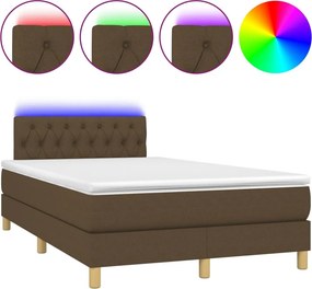 vidaXL barna szövet rugós és LED-es ágy matraccal 120 x 200 cm
