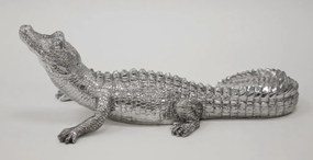 Tropical ezüst színű műanyag krokodil szobor 12x34x16.5cm