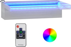 vidaXL rozsdamentes acél vízeséskifolyó RGB LED-ekkel 30 cm