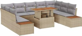 vidaXL Kert étkező szett párnával 10 pcs Barna és szürke