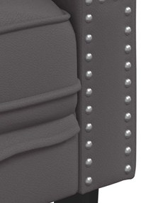 3 személyes szürke műbőr Chesterfield kanapé