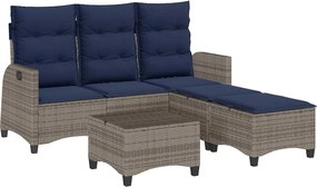 vidaXL 3 részes szürke polyrattan kerti ülőgarnitúra párnákkal L-alakú