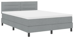 Box Spring Ágy Mattal és LED Fénnyel Szürke 140x190 cm Szövet