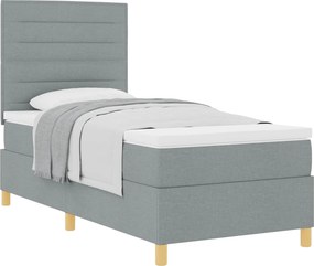 vidaXL Boxrugós ágy matracmal Világosszürke 90 x 190 cm szövet
