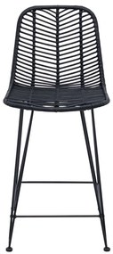 Bárszék 2 pcs Fekete 44,5 x 54,5 x 97,5 cm Rattan és Vas
