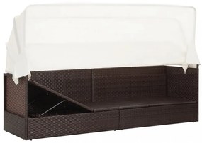 barna polyrattan kerti kanapé napellenzővel