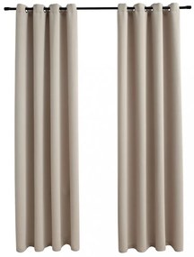 2 db bézs sötétítőfüggöny fémgyűrűkkel 140 x 245 cm