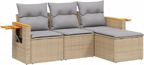 vidaXL 4 részes bézs polyrattan kerti ülőgarnitúra párnákkal