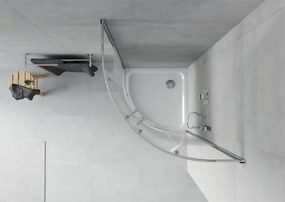 Mexen Rio 80 x 80 cm félköríves zuhanykabin, fehér csíkok, króm + Flat zuhanytálca, fehér - 863-080-080-01-20-4110