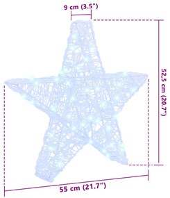 3D Csillag 50 LED-del Hideg feher 55 x 53.5 x 10 cm Akril