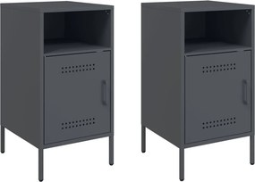 vidaXL 2 db antracitszürke acél éjjeliszekrény 36 x 39 x 68 cm