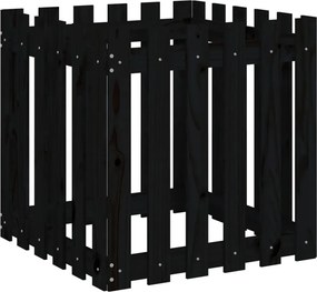 vidaXL fekete tömör fenyő növénytartó léces kialakítással 60x60x60 cm