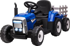 HOMCOM Elektromos Traktor Trailerrel, Gyerekeknek Szánt Ride-On Traktor Távvezérlővel, Gyerek Elektromos Autó MP3 Funkcióval, Gyerek Jármű Fényszórókk