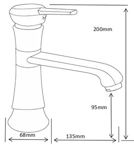 Mexen Rose - mosdó csaptelep, Fekete, 73300-70