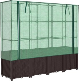 vidaXL rattan megjelenésű magaságyás melegháztakaróval 160x40x153 cm
